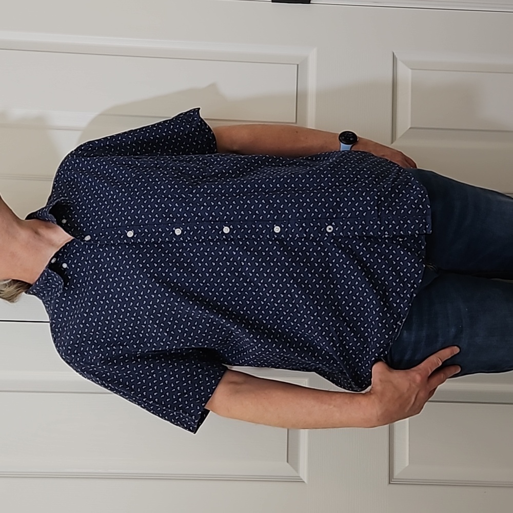 CLUB ROOM Anchor ⚓️ Graphic Men's button-down short sleeve shirt XXL